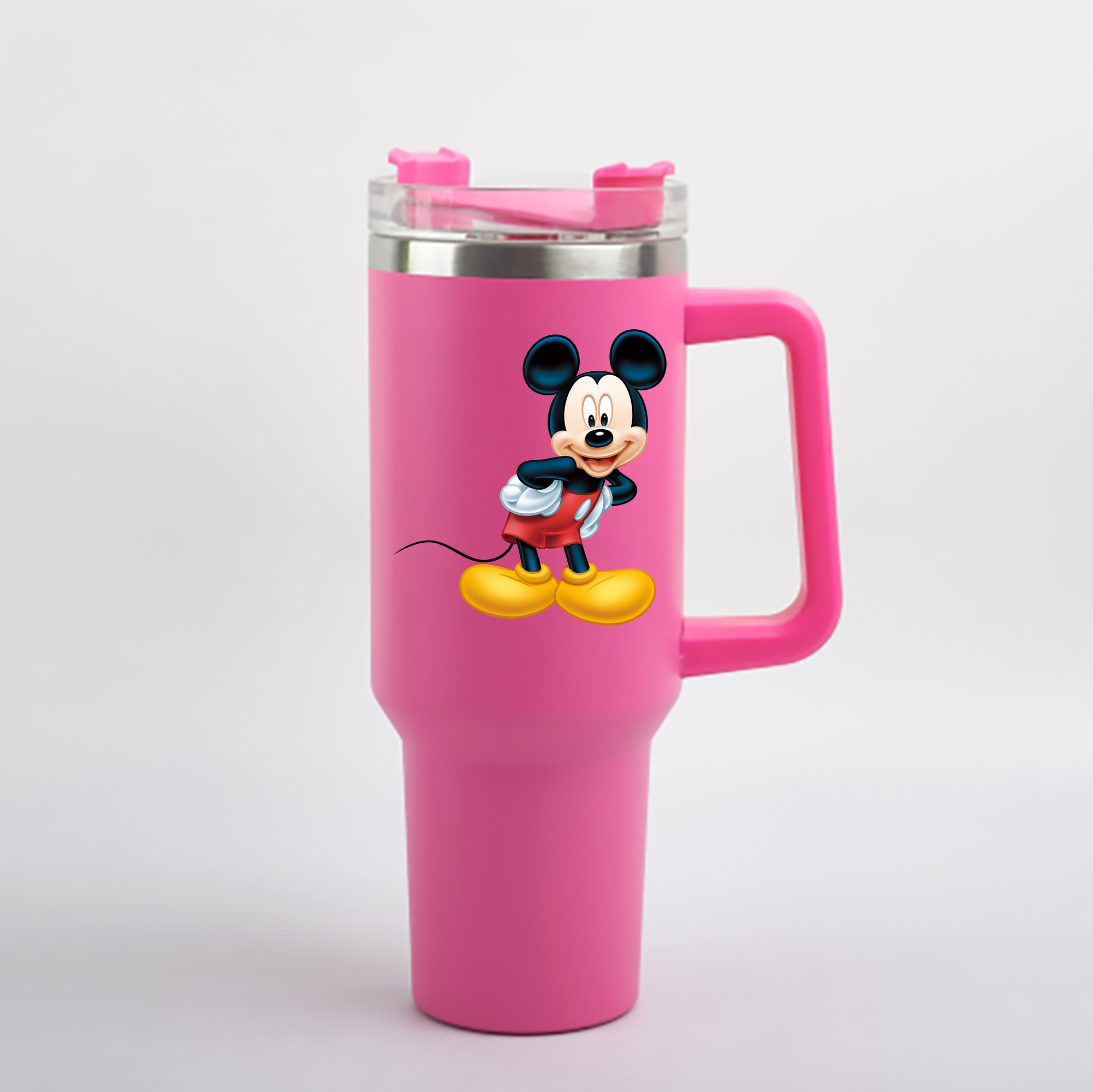 （画像用） ミッキーマウス Mickey Mouse 1200mL車用タンブラー - クリスタルステッカー（プラスチックストロー付き）